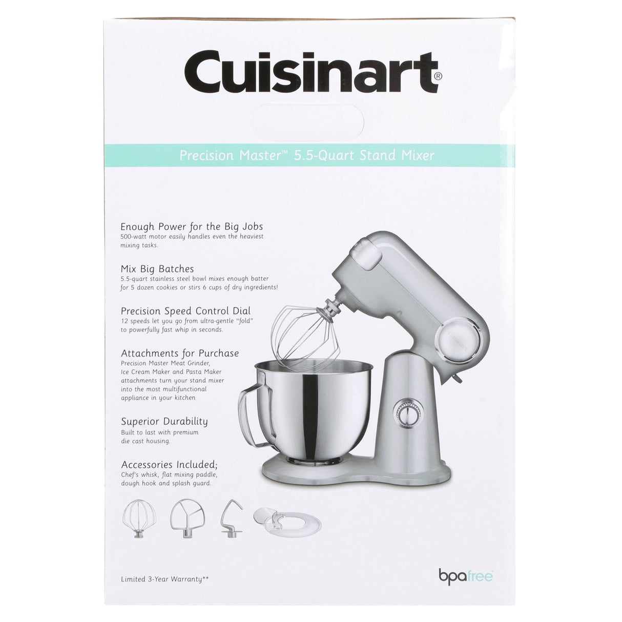 Cuisinart SM-50BC 5.5 Quart Stand Mixer - Brushed Chrome