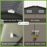 Patiowell Size Upgrade 10 x 10 ft Outdoor Storage Metal Shed with Slop