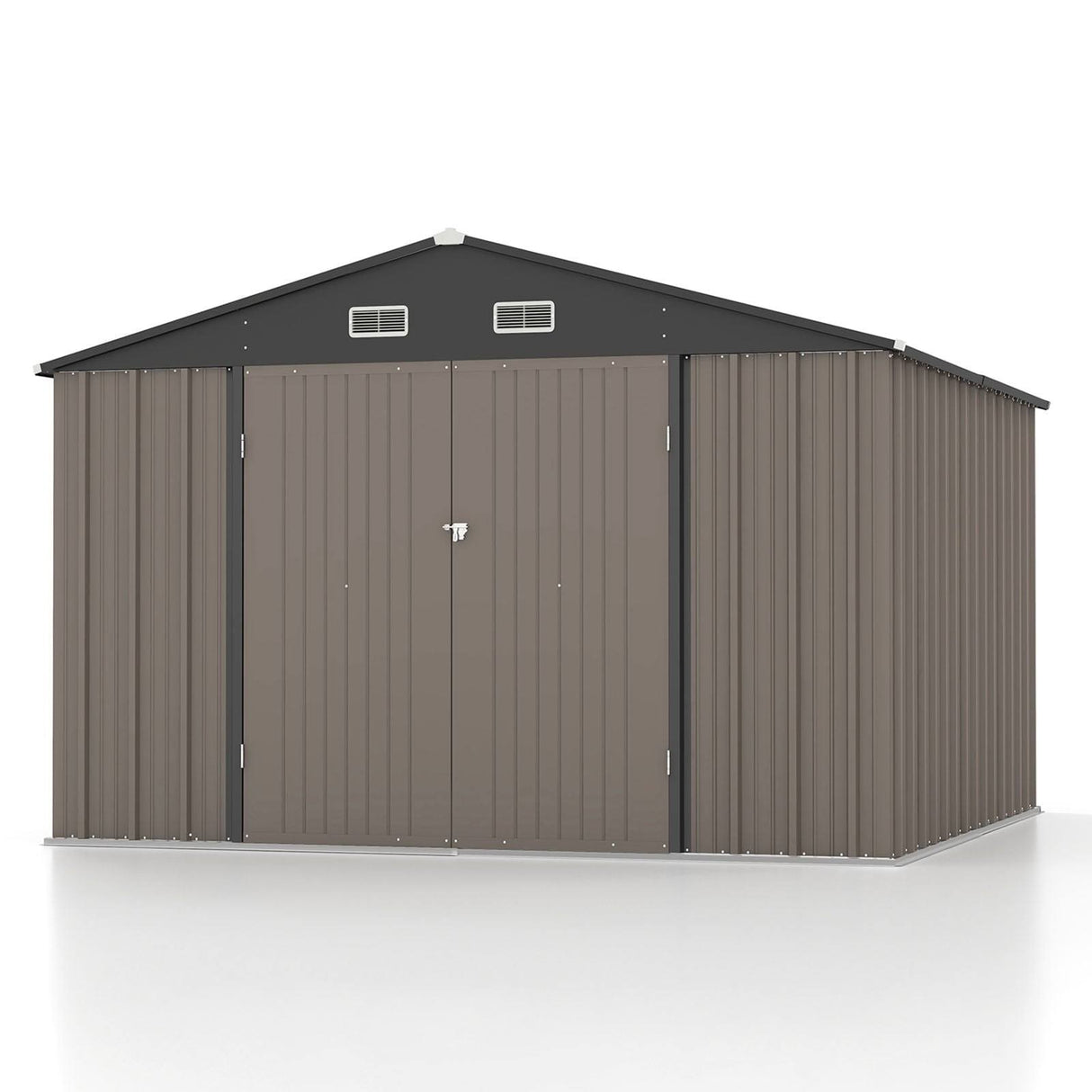 Patiowell Size Upgrade 10 x 10 ft Outdoor Storage Metal Shed with Slop