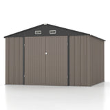 Patiowell Size Upgrade 10 x 10 ft Outdoor Storage Metal Shed with Slop